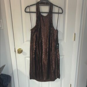 Metallic Brown Sleeveless Dress